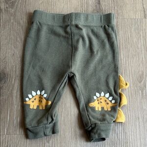 Kids Dinosaur Print Olive Green Pants